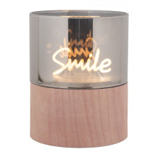 LED dekorace na podstavci imitujícím dřevo Smile – 8x10 cm