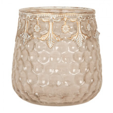 Béžový skleněný svícen Klalies – 10x10 cm