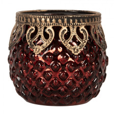 Červený skleněný svícen Klalies – 9x8 cm