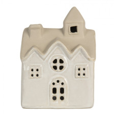 Béžový keramický domeček s LED světýlkem Boekend V – 9x6x12 cm