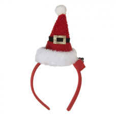 Vánoční veselá čelenka s kloboukem Santa Claus a dárkem – 27 cm