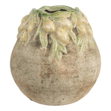 Cementový květináč s plastickými olivami Terazzo II – 18x18 cm