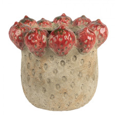 Cementový květináč s plastickými jahodami Terazzo L – 19x17 cm