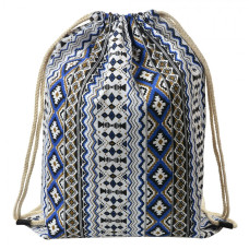 Modro-černý vak na záda / batůžek etno – 34x43 cm