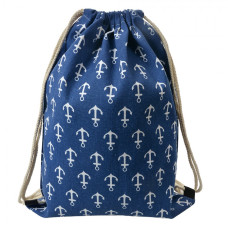 Modrý vak na záda / batůžek s motivem kotvy – 34x43 cm