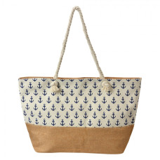 Béžová plážová taška s kotvičkami Jerome – 55x36 cm