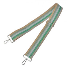 Zeleno-béžový pruhovaný popruh na kabelku – 5x140 cm