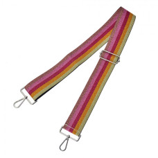 Růžovo-oranžový pruhovaný popruh na kabelku – 5x140 cm