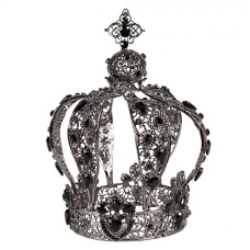 Karnevalová ozdoba na hlavu stříbrná královská koruna – 9x18 cm
