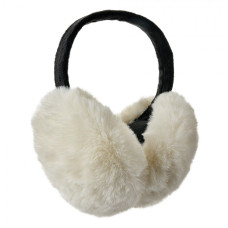 Bílé plyšové klapky na uši s černou čelenkou Liora – univerzální velikost