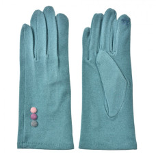 Zelené dámské zimní rukavice s růžovými knoflíčky Marine – 9x23 cm