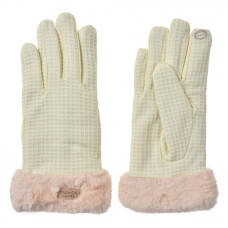 Béžové dámské rukavice s kožešinkou vaflové Fashion Gloves – 9x23 cm