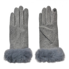 Šedé dámské rukavice s kožešinou Twaalbrok – 9x23 cm
