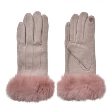 Růžové dámské rukavice s kožešinou Twaalbrok – 9x23 cm