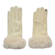 Smetanové dámské rukavice s kožešinou Twaalbrok – 9x23 cm