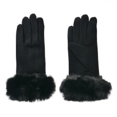 Černé dámské rukavice s kožešinou Twaalbrok – 9x23 cm