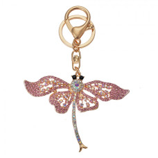 Růžovo-zlatý přívěšek na klíče vážka – 6x1x8 cm