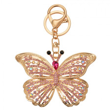 Růžovo-zlatý přívěšek na klíče motýl – 6x2x8 cm