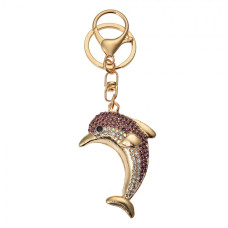 Fialovo-zlatý přívěšek na klíče delfín – 4x2x6 cm