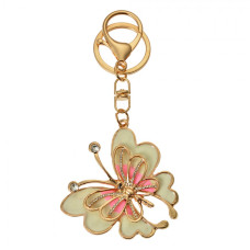 Růžovo-žlutý přívěšek na klíče motýl – 5x1x6 cm