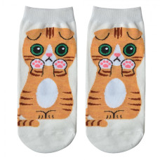 Bílé kotníkové ponožky s kočičkou Don´t step on Cats – velikost UNI
