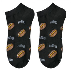 Černé kotníkové ponožky s hot-dogy To Hot for Dogs – velikost UNI