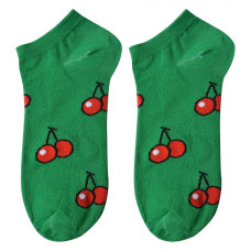 Zelené kotníkové ponožky s třešněmi Cherry Love – velikost UNI