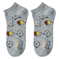 Šedé kotníkové ponožky s pejsky Sub-woofer – velikost UNI