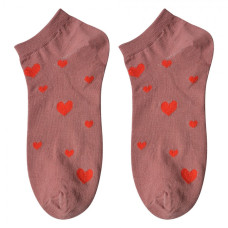 Růžové kotníkové ponožky se srdíčky Be My Valentine – velikost UNI