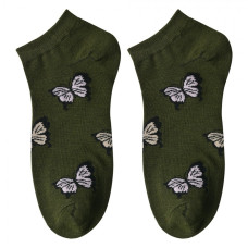 Zelené kotníkové ponožky s motýlky Butter Down – velikost UNI