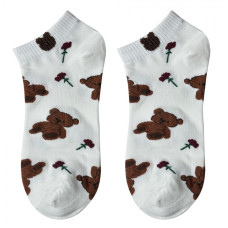 Bílé kotníkové ponožky s medvídky Bear-ish – velikost UNI