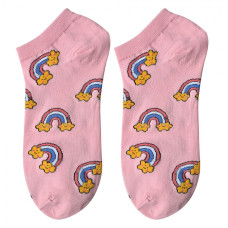 Růžové kotníkové ponožky s duhou Some Wear – velikost UNI