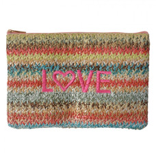 Barevná kosmetická taštička s proužky a nápisem Love – 20x13 cm