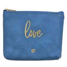 Modrá kosmetická taštička se zlatým nápisem Love – 13x1x10 cm