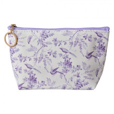 Fialová toaletní taška s ptáčky a větvičkami – 21x5x13 cm