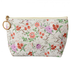 Béžová kosmetická taštička s květy Haie – 21x5x13 cm