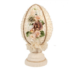 Béžové vaíčko s květinami – textilní dekorace – 20x39 cm