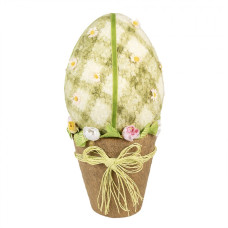 Zelené vajíčko v košíku – textilní dekorace – 20x43 cm