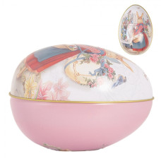 Velikonoční kovová dekorace růžové vajíčko se zajíčkem – 8x13x8 cm