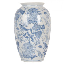 Keramická váza v čínském stylu s modrým dekorem s ptáčkem Jeltje III – 17x27 cm