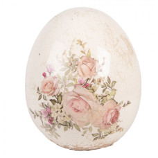Keramická dekorace vejce s růžemi Rosien M – 10x12 cm