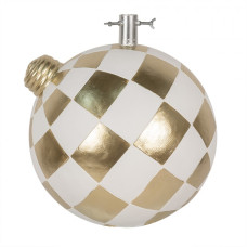 Zlato-bílý stojan na vánoční stromeček ve tvaru skleněné ozdoby – 42x42x44 cm