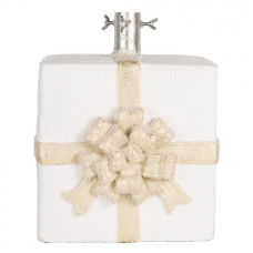 Dekorativní stojan na vánoční stromek ve tvaru bílého dárkového balíčku – 26x24x33 cm