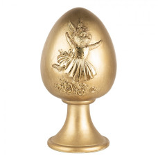 Velikonoční dekorace zlaté vajíčko s tančící králíčkem na podstavci – 14x24 cm