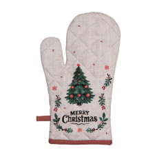 Béžová bavlněná kuchyňská chňapka s tradičním vánočním motivem Traditional Christmas Harmony – 18x30 cm