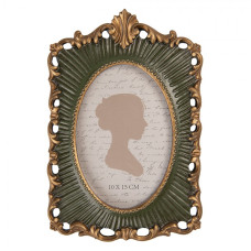 Zeleno-zlatý fotorámeček ve vintage stylu Meworu – 15x2x23 cm na fotografii 13x18 cm
