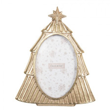 Zlatý fotorámeček ve tvaru vánočního stromečku – 19x2x23 cm na fotografii 10x15 cm