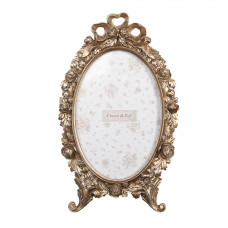 Zlatý fotorámeček na nožičkách Kesiwew – 13x2x23 cm na fotografii 10x15 cm