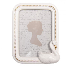 Bílo-zlatý fotorámeček s labutí Zwanenzang – 17x3x22 cm na fotografii 13x18 cm