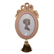 Růžový oválný fotorámeček se střapcem Celgeor – 21x2x43 cm na fotografii 15x20 cm